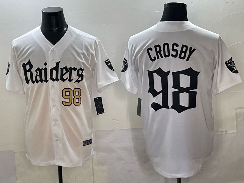 Men 2025 Oakland Raiders #98 Crosby white 6th generation Joint Name Nike Limited NFL Jersey style 03